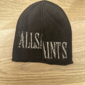 All Saints Black and Gray Knit Hat
